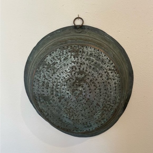 Vintage Large Colander/Strainer Handcrafted Rustic Wall Hanging - Picture 10 of 10